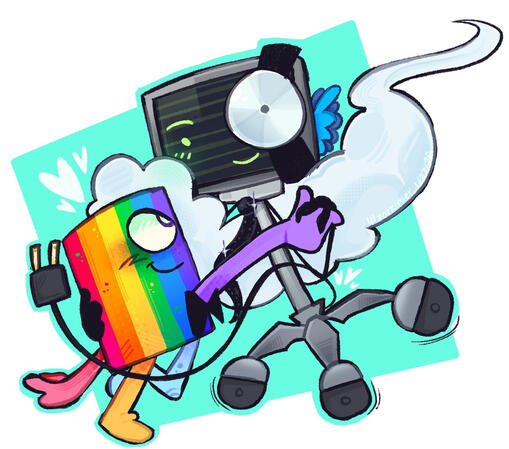 if your friend selfships with an OC of yours, you HAVE to indulge in it. Its required. Rainbow Road and Healthmaxxing — who’s the sona of my good pal Tentro17 — are having a good time fancy dancing here.. DRAWN ON: Procreate