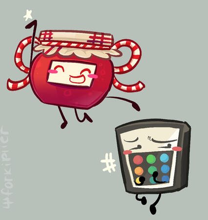 Fanart of Jammy and LED remote from Boogpie’s show: Sunny Side Up! The cast of this show is filled to the BRIM with adorable character designs! Had a lot of fun with this! DRAWN ON: Procreate