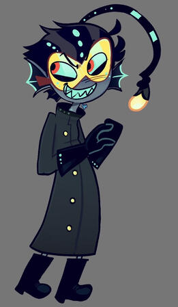Another drawing of my favorite anglerfish - demon - mad bioscientist, baxter!! Does the hazbin hotel artwork ever end? i don’t think so. DRAWN ON: Procreate