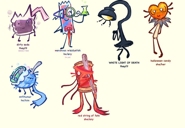 ANOTHER CHARACTER SHEET!!! and unlike last time, these guys were colored immediately after they were created! DRAWN ON: Procreate