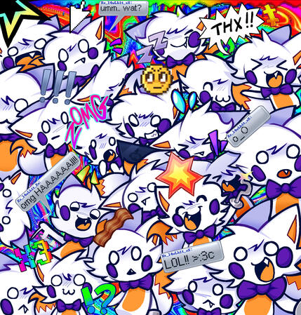lolbit overload !!!! this was started previously during the month of april, but it took a while to finish. I originally remember not liking the final result, but now i think it looks pretty cute. DRAWN ON: Procreate