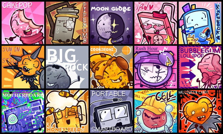 All of my character icons for Art Fight! these were rushed last minute. DRAWN ON: Procreate
